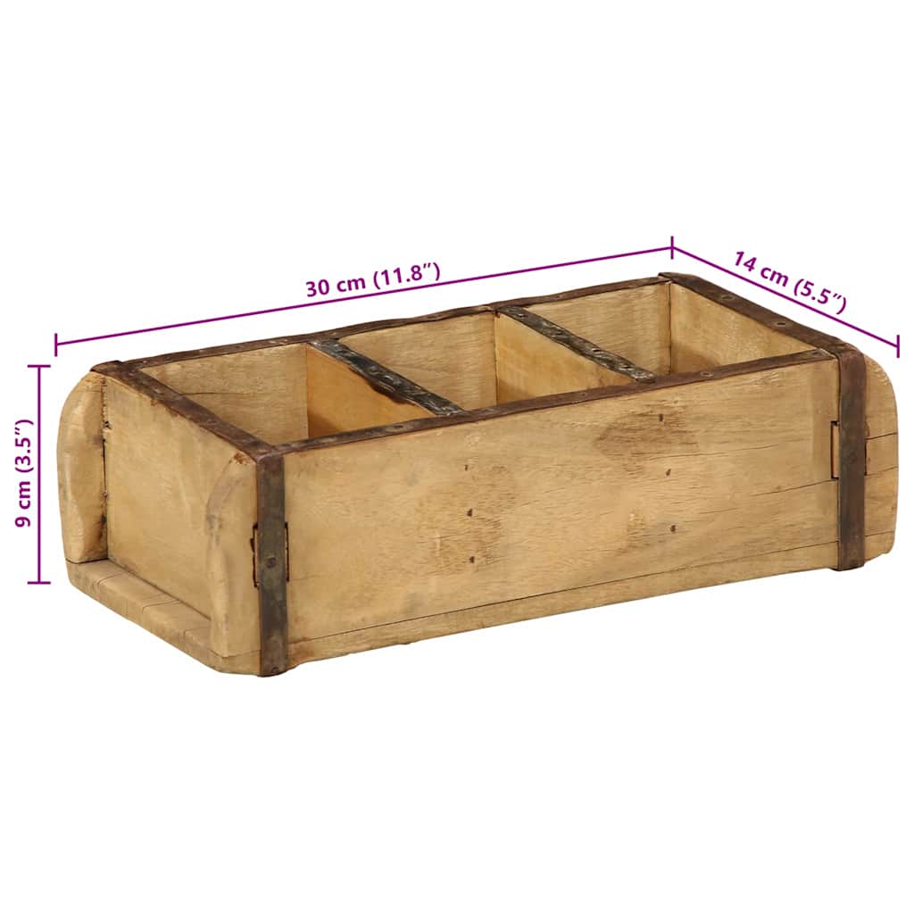 Vassoio 4 pz Marrone 30 x 14 x 9 cm Legno Recuperato Massello