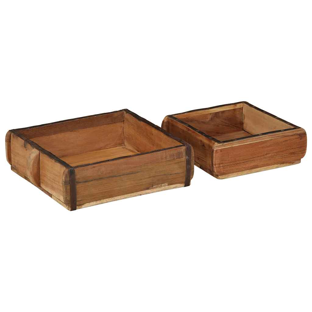 Vassoio 2 pz Marrone 29 x 31 x 10 cm Legno Recuperato Massello