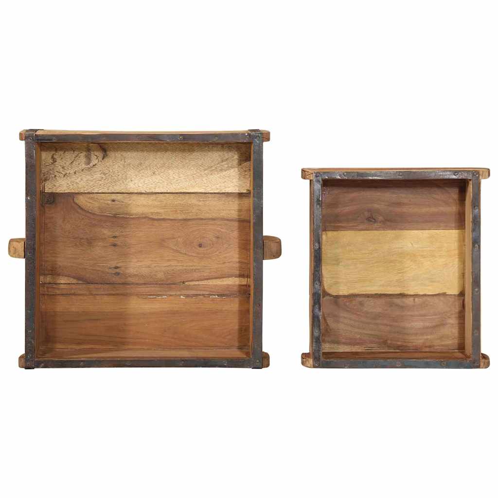 Vassoio 2 pz Marrone 29 x 31 x 10 cm Legno Recuperato Massello