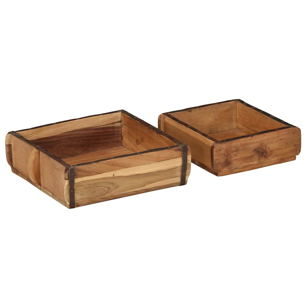 Vassoio 2 pz Marrone 29 x 31 x 10 cm Legno Recuperato Massello