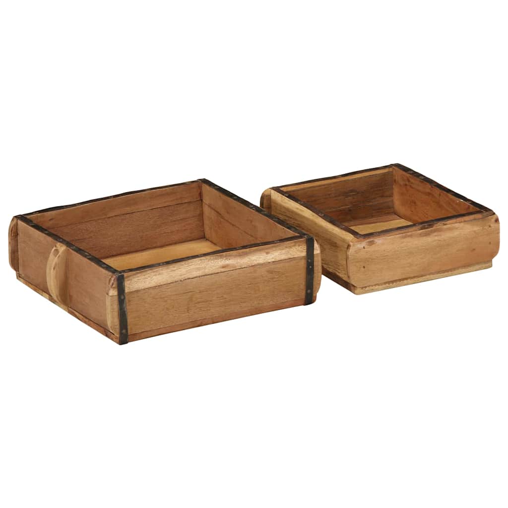 Vassoio 2 pz Marrone 29 x 31 x 10 cm Legno Recuperato Massello