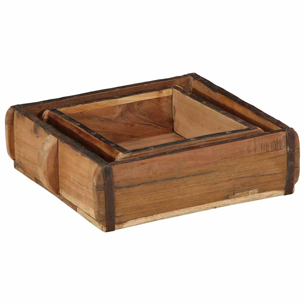 Vassoio 2 pz Marrone 29 x 31 x 10 cm Legno Recuperato Massello