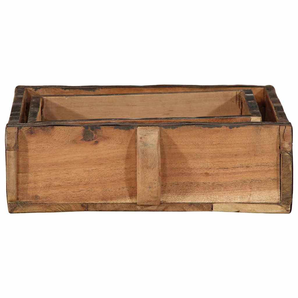 Vassoio 2 pz Marrone 29 x 31 x 10 cm Legno Recuperato Massello