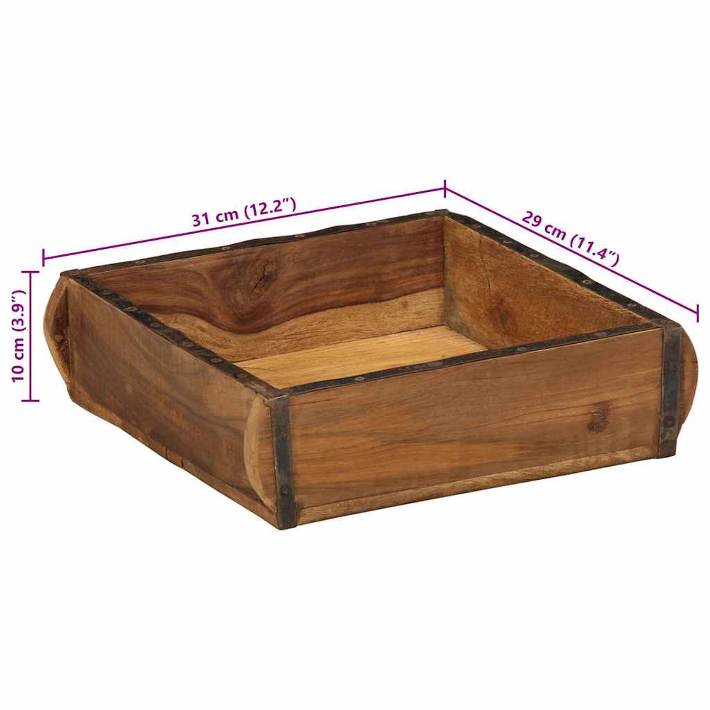 Vassoio Marrone 29 x 31 x 10 cm Legno Recuperato Massello