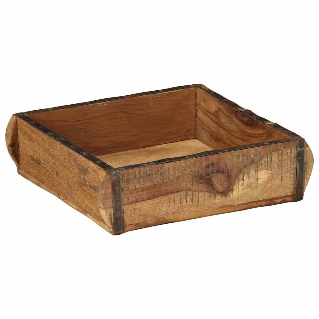 Vassoio Marrone 29 x 31 x 10 cm Legno Recuperato Massello