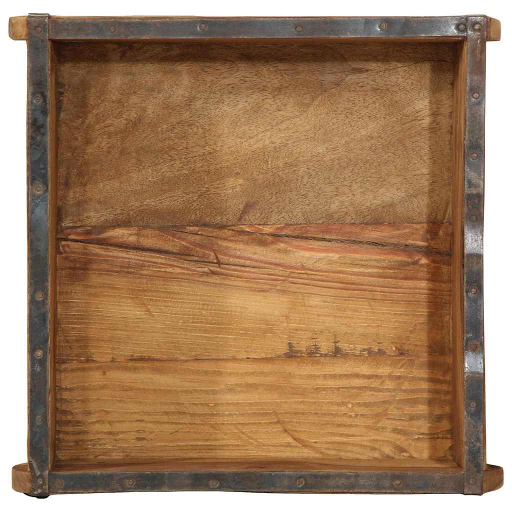 Vassoio 4 pz Marrone 29 x 31 x 10 cm Legno Recuperato Massello