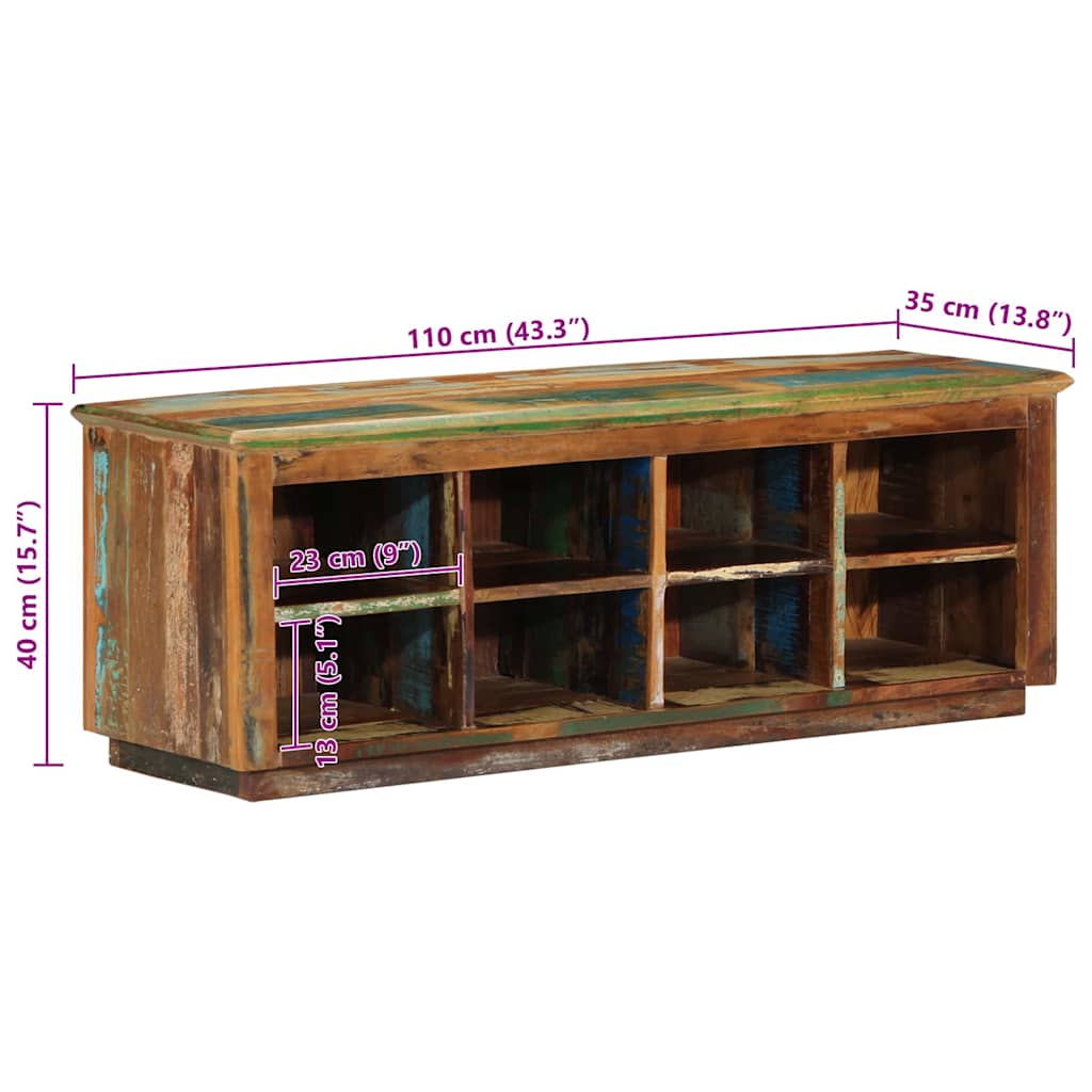 Mobile per scarpe 110 x 35 x 40 cm Legno Recuperato Massello