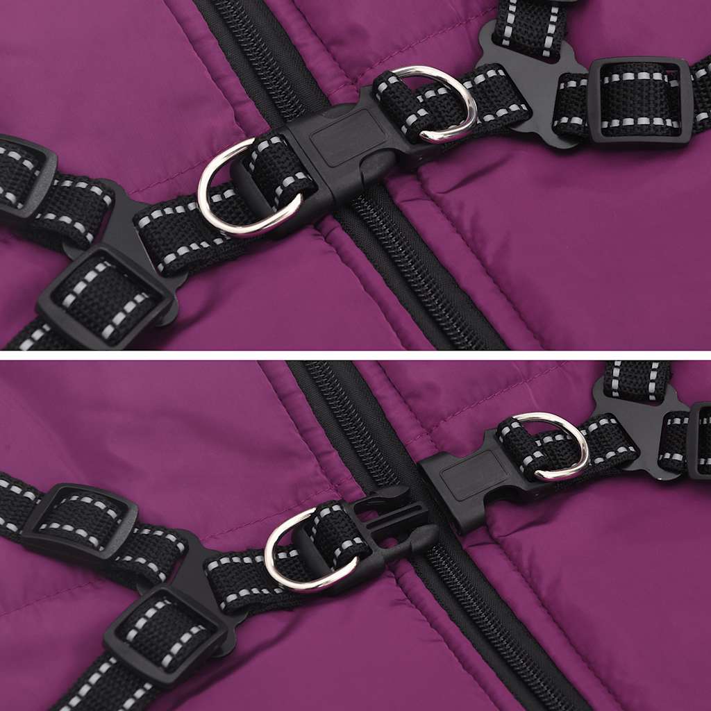 Cappotto Cani Imbracatura Impermeabile Riflettente Viola L68