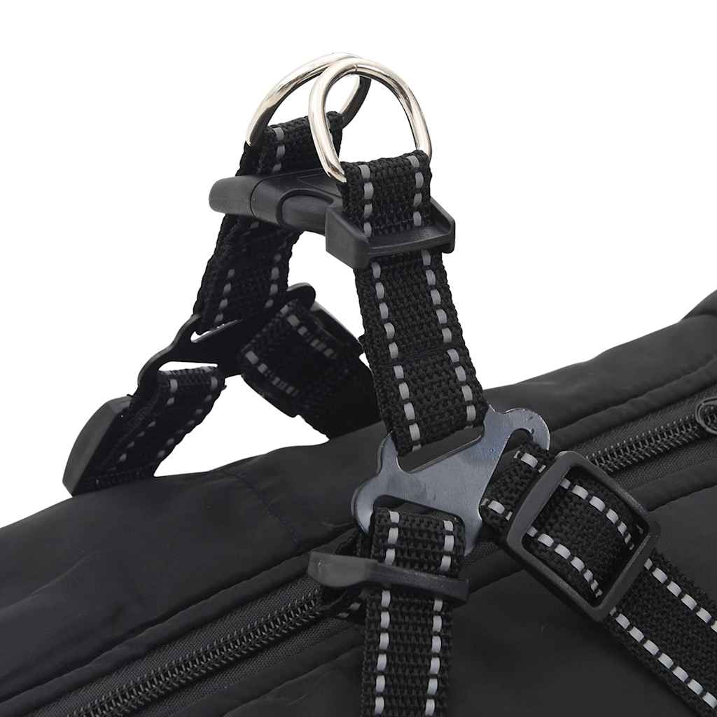 Cappotto Cani con Imbracatura Impermeabile Riflettente Nero L48