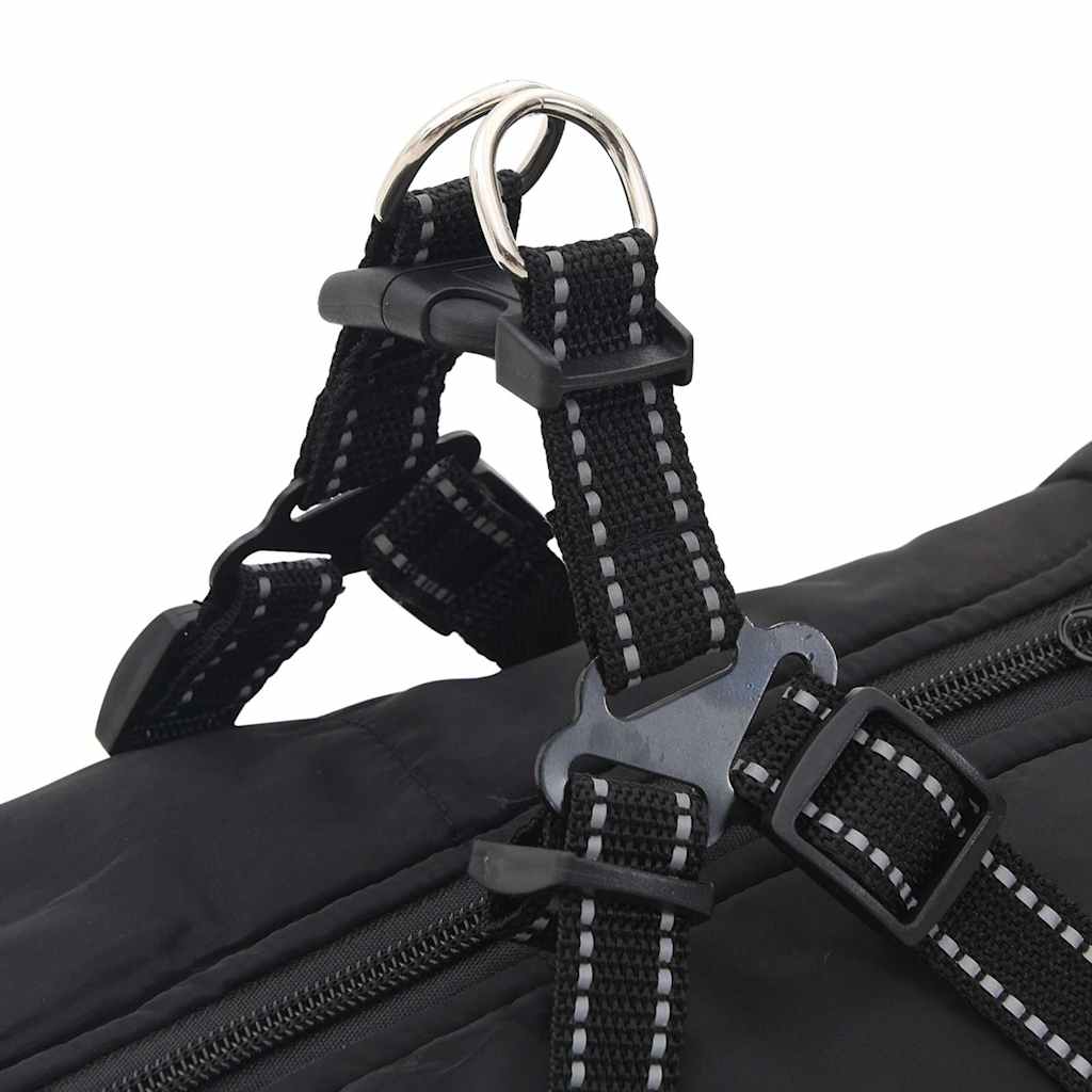 Cappotto Cani con Imbracatura Impermeabile Riflettente Nero L52