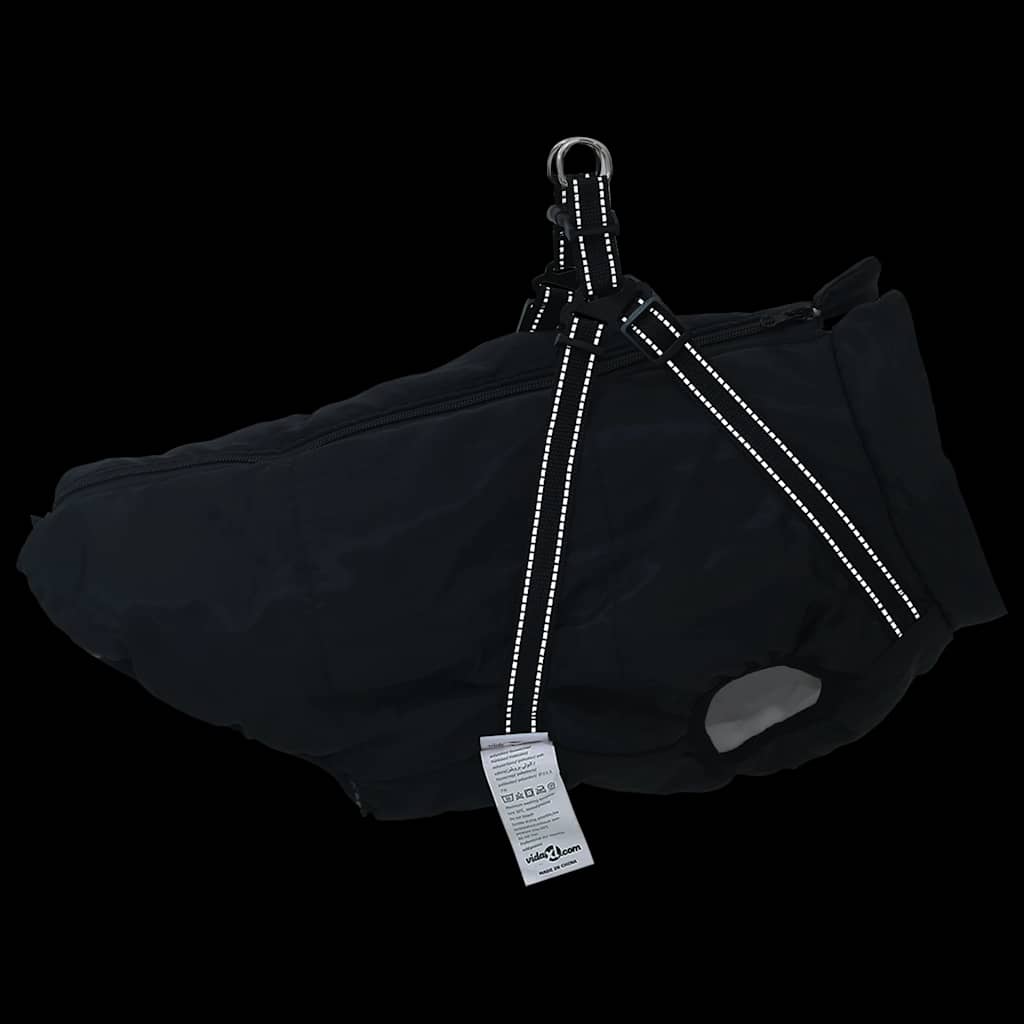 Cappotto Cani con Imbracatura Impermeabile Riflettente Nero L68