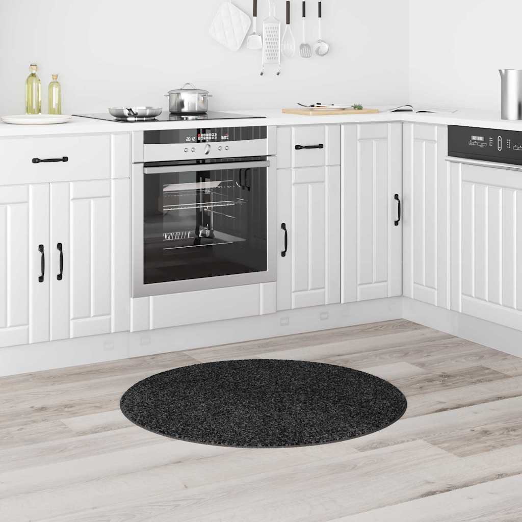 Tappeto Shaggy Antiscivolo Grigio Scuro 90 x 90 cm PP