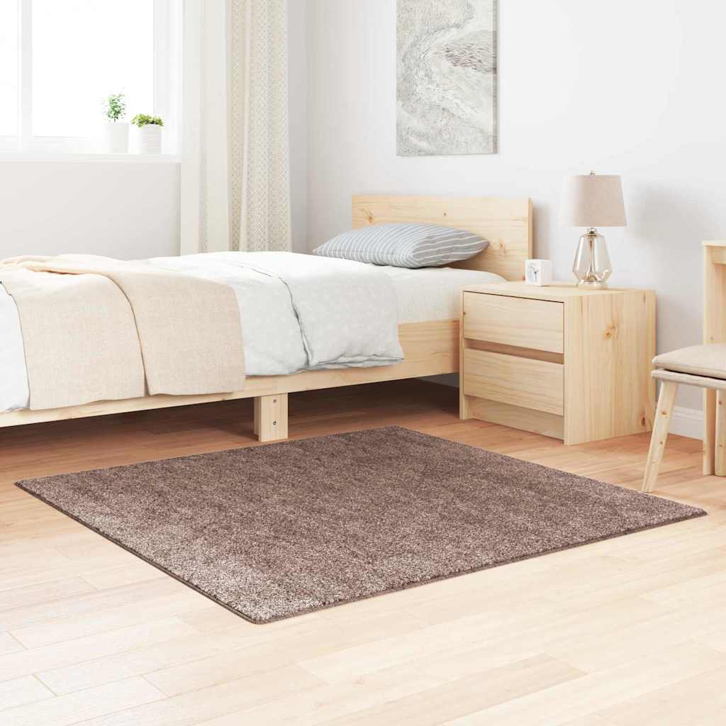 Tappeto Shaggy Antiscivolo Marrone 120 x 120 cm PP