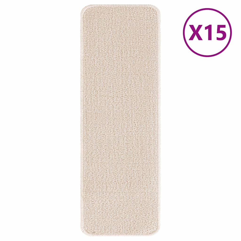 Tappetini Antiscivolo per Scale 15 pz 60 x 25 cm Crema PP