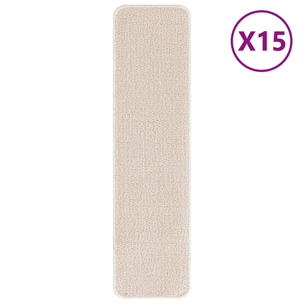 Tappetini Antiscivolo per Scale 15 pz 75 x 20 cm Crema PP