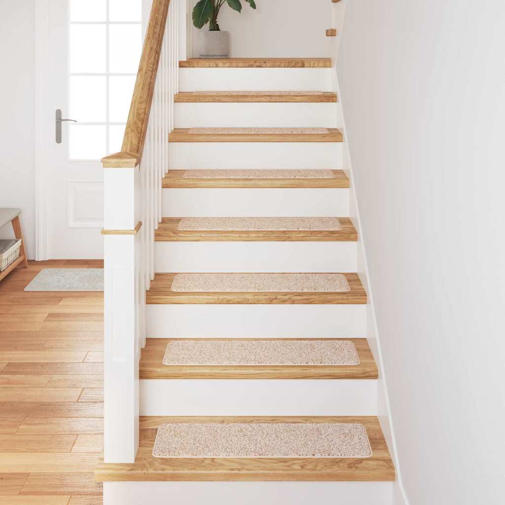 Tappetini Antiscivolo per Scale 15 pz 75 x 20 cm Crema PP