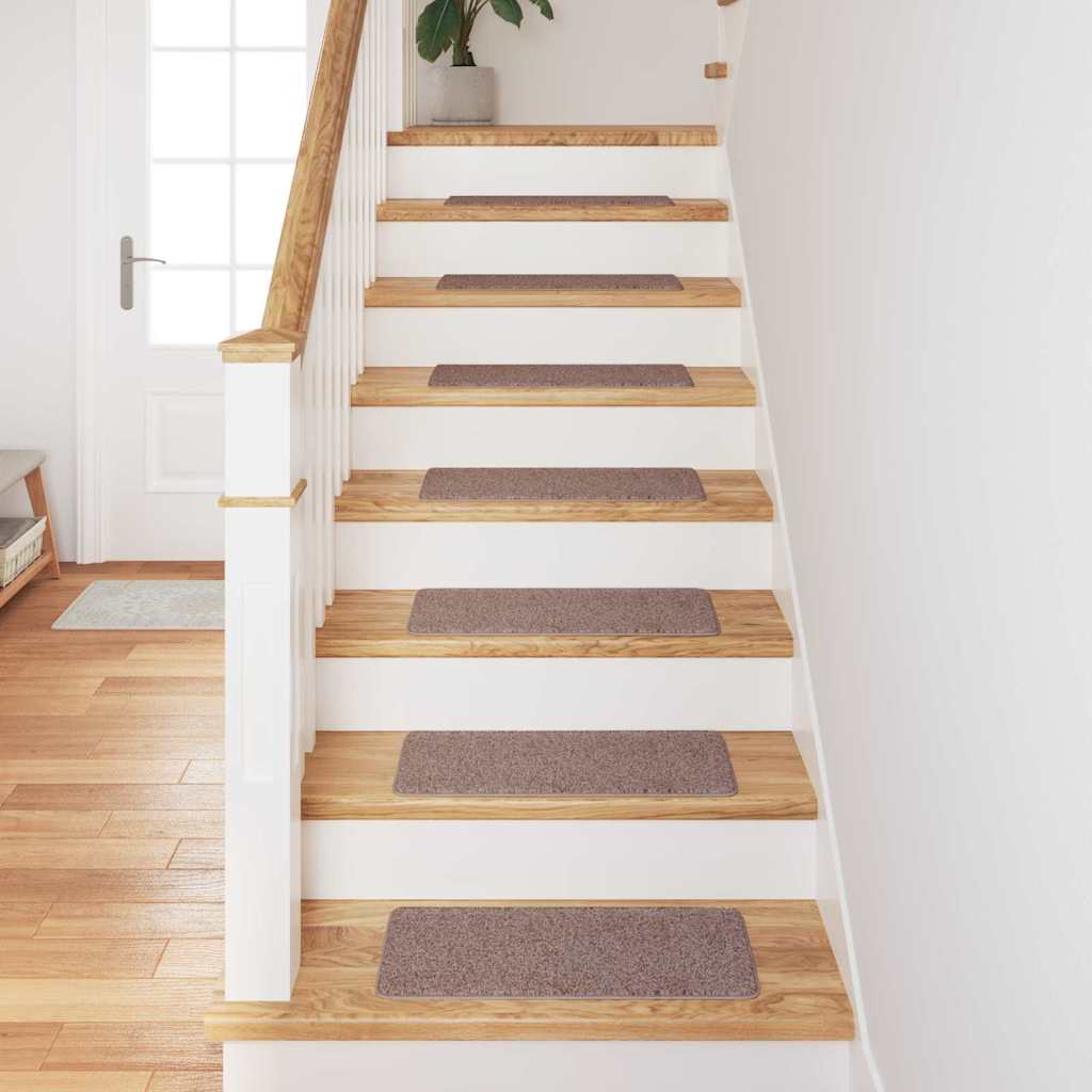 Tappetini Antiscivolo per Scale 15 pz 60 x 25 cm Marrone chiaro