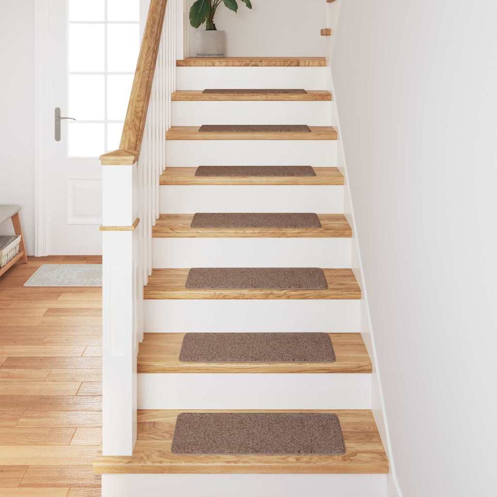 Tappetini Antiscivolo per Scale 15 pz 60 x 25 cm Marrone PP