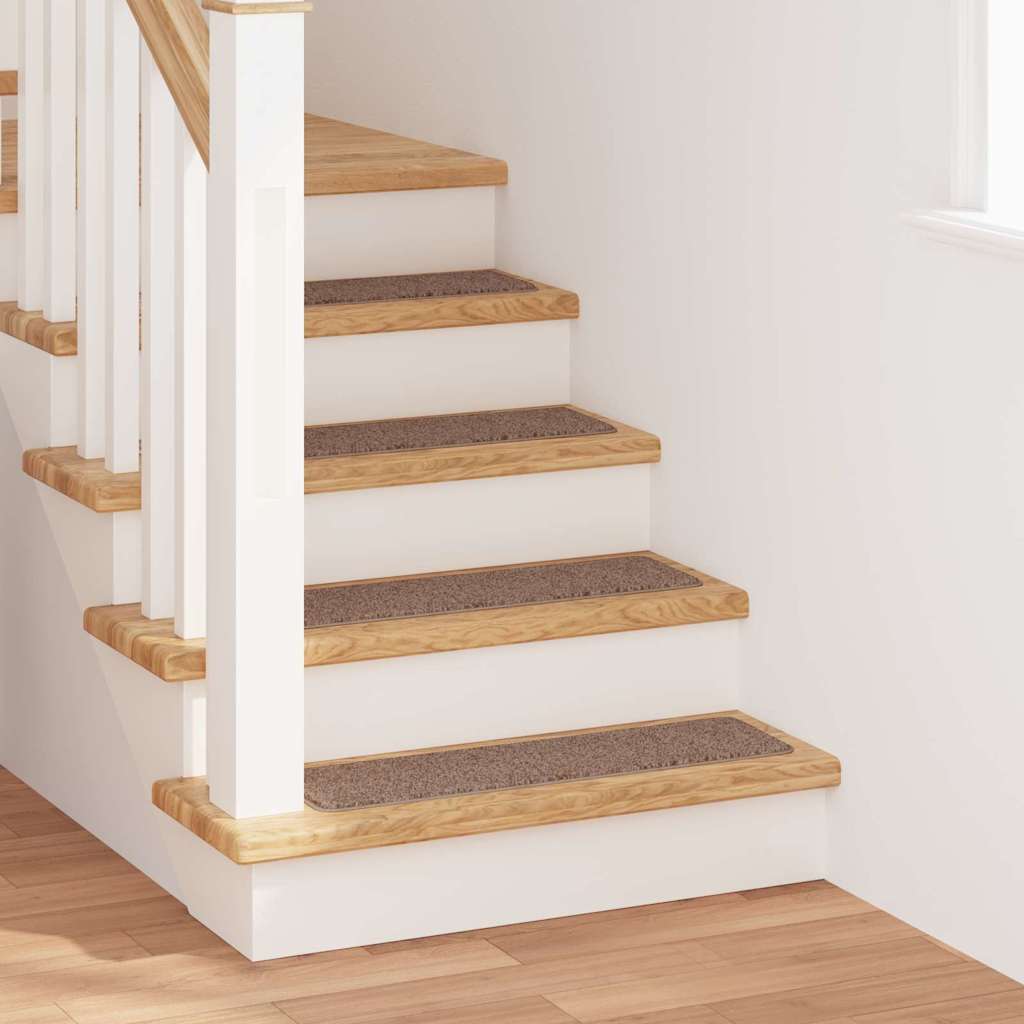 Tappetini Antiscivolo per Scale 15 pz 75 x 20 cm Marrone PP