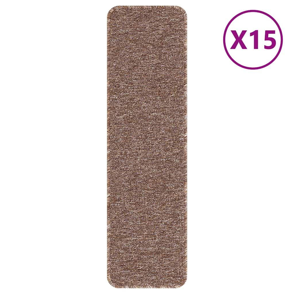 Tappetini Antiscivolo per Scale 15 pz 75 x 20 cm Marrone PP