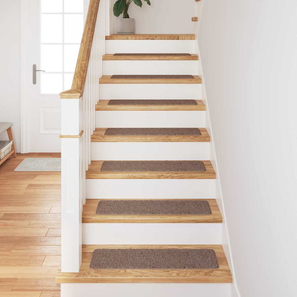 Tappetini Antiscivolo per Scale 15 pz 75 x 20 cm Marrone PP