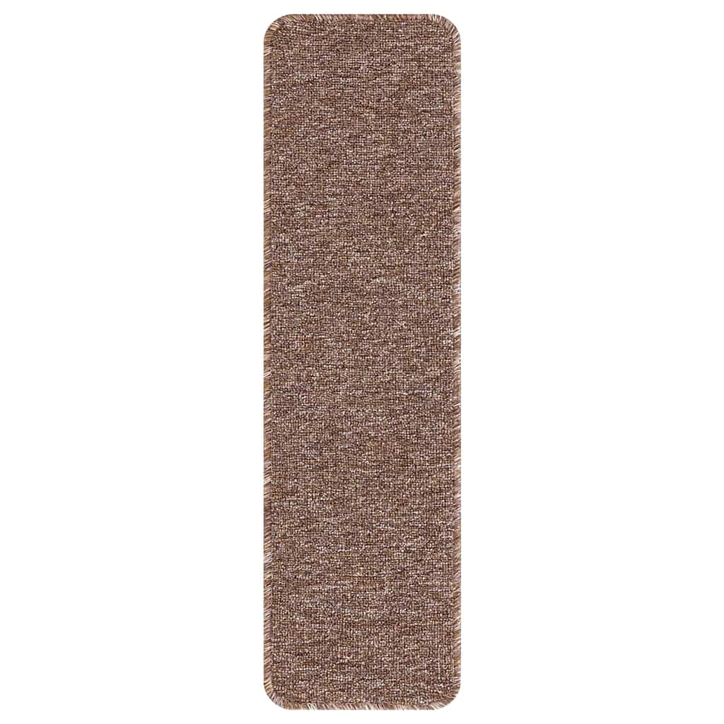 Tappetini Antiscivolo per Scale 15 pz 75 x 20 cm Marrone PP