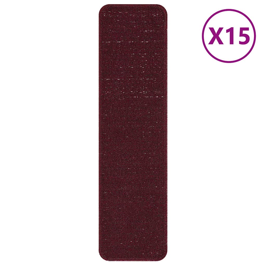 Tappetini Antiscivolo per Scale 15 pz 75 x 20 cm Bordò PP