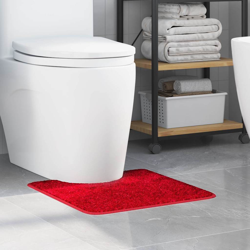 Tappeto Antiscivolo per Bagno con Taglio per Toilette Rosso PP