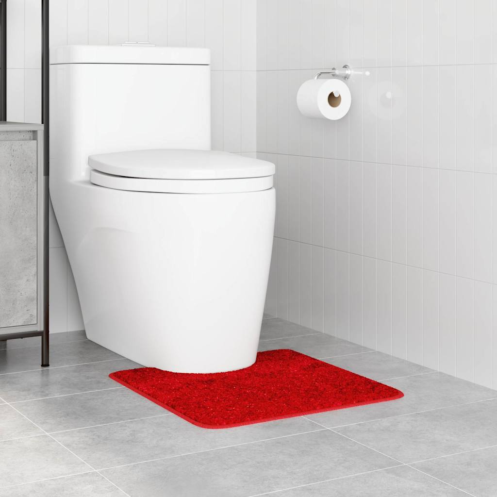 Tappeto Antiscivolo per Bagno con Taglio per Toilette Rosso PP