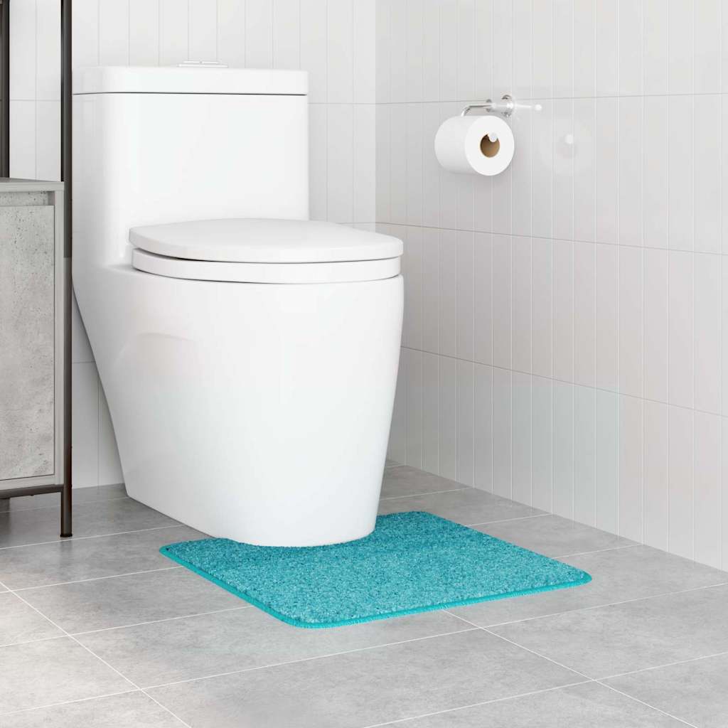 Tappeto Antiscivolo per Bagno con Taglio per Toilette Turchese