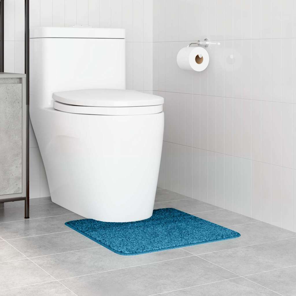 Tappeto Antiscivolo per Bagno con Taglio per Toilette Blu PP