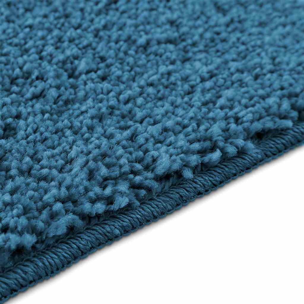 Tappeto Antiscivolo per Bagno con Taglio per Toilette Blu PP