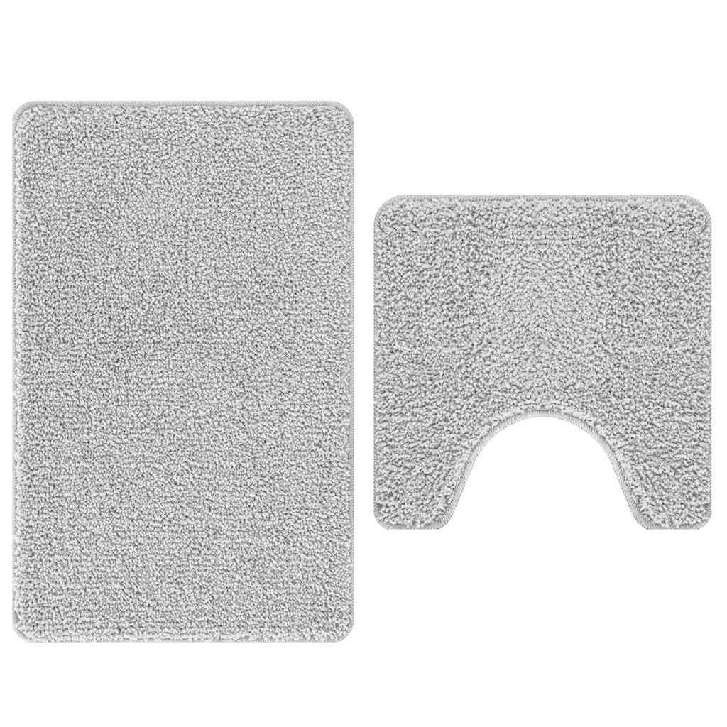 Set di tappetini antiscivolo per il bagno 2 pz Grigio PP