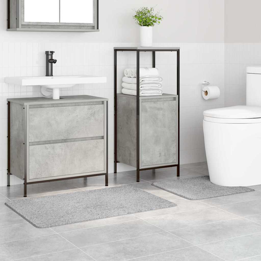 Set di tappetini antiscivolo per il bagno 2 pz Grigio PP