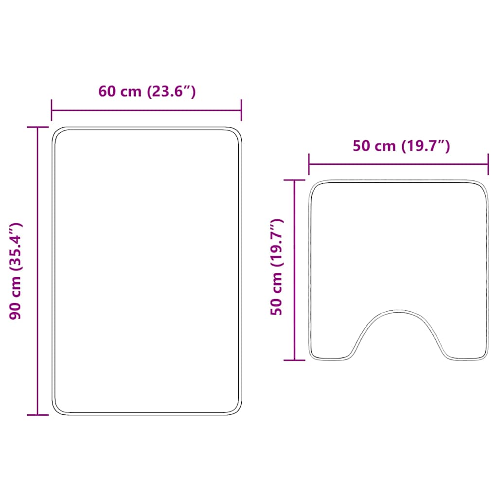 Set di tappetini antiscivolo per il bagno 2 pz Marrone PP