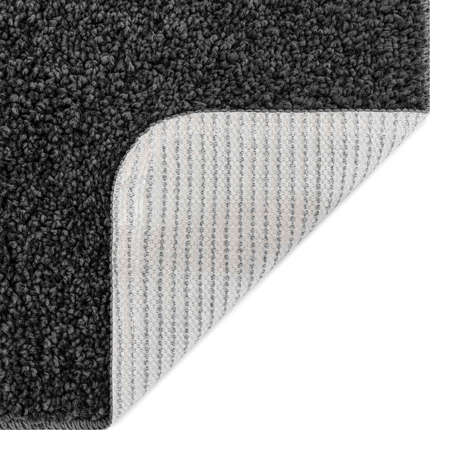 Set di tappetini antiscivolo per il bagno 3 pz Grigio scuro PP