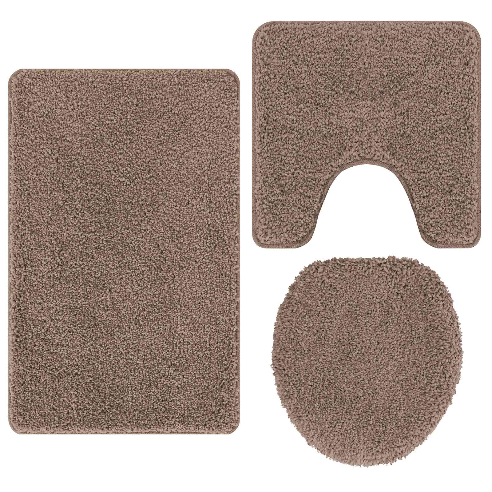Set di tappetini antiscivolo per il bagno 3 pz Marrone PP