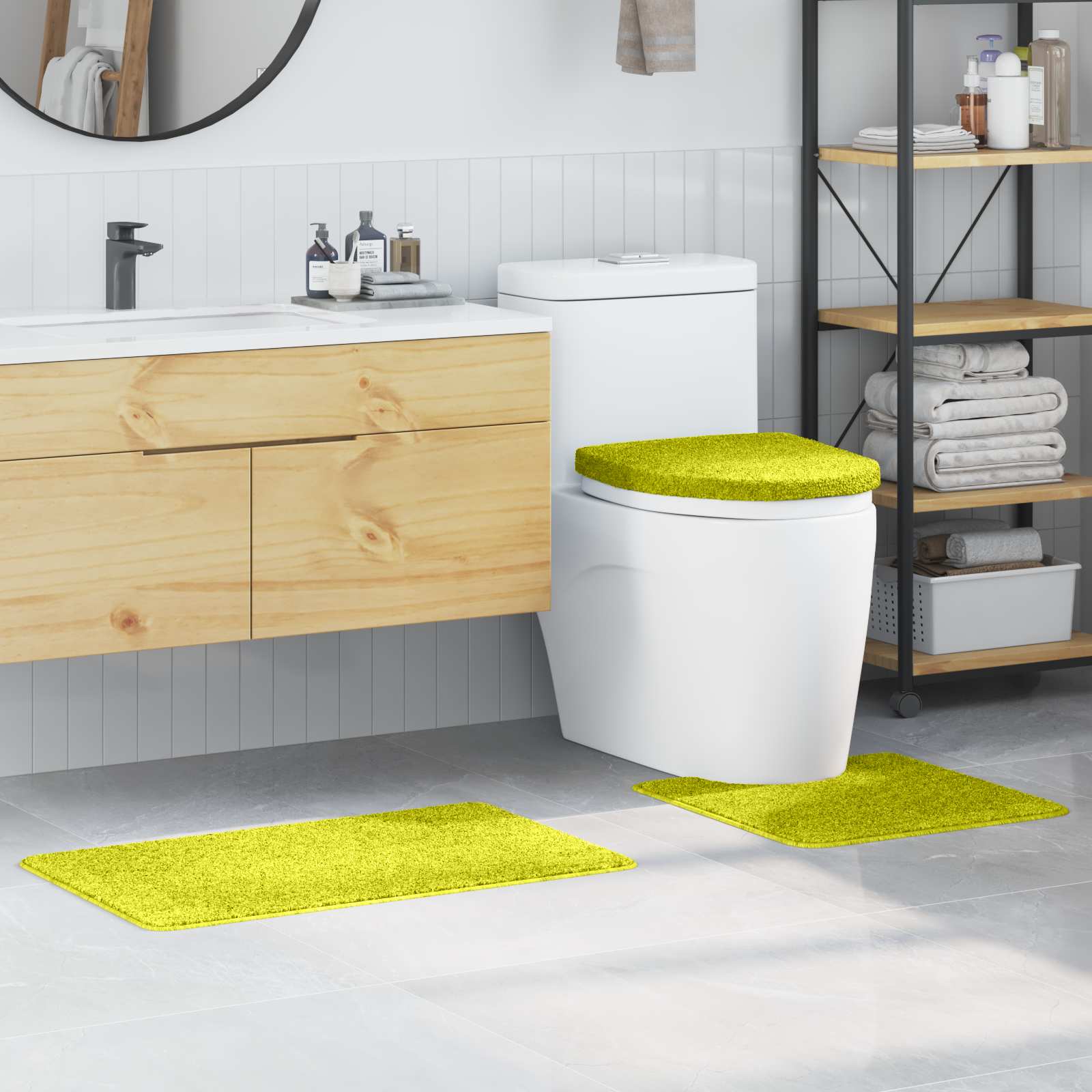 Set di tappetini antiscivolo per il bagno 3 pz Verde 50 x 80 cm