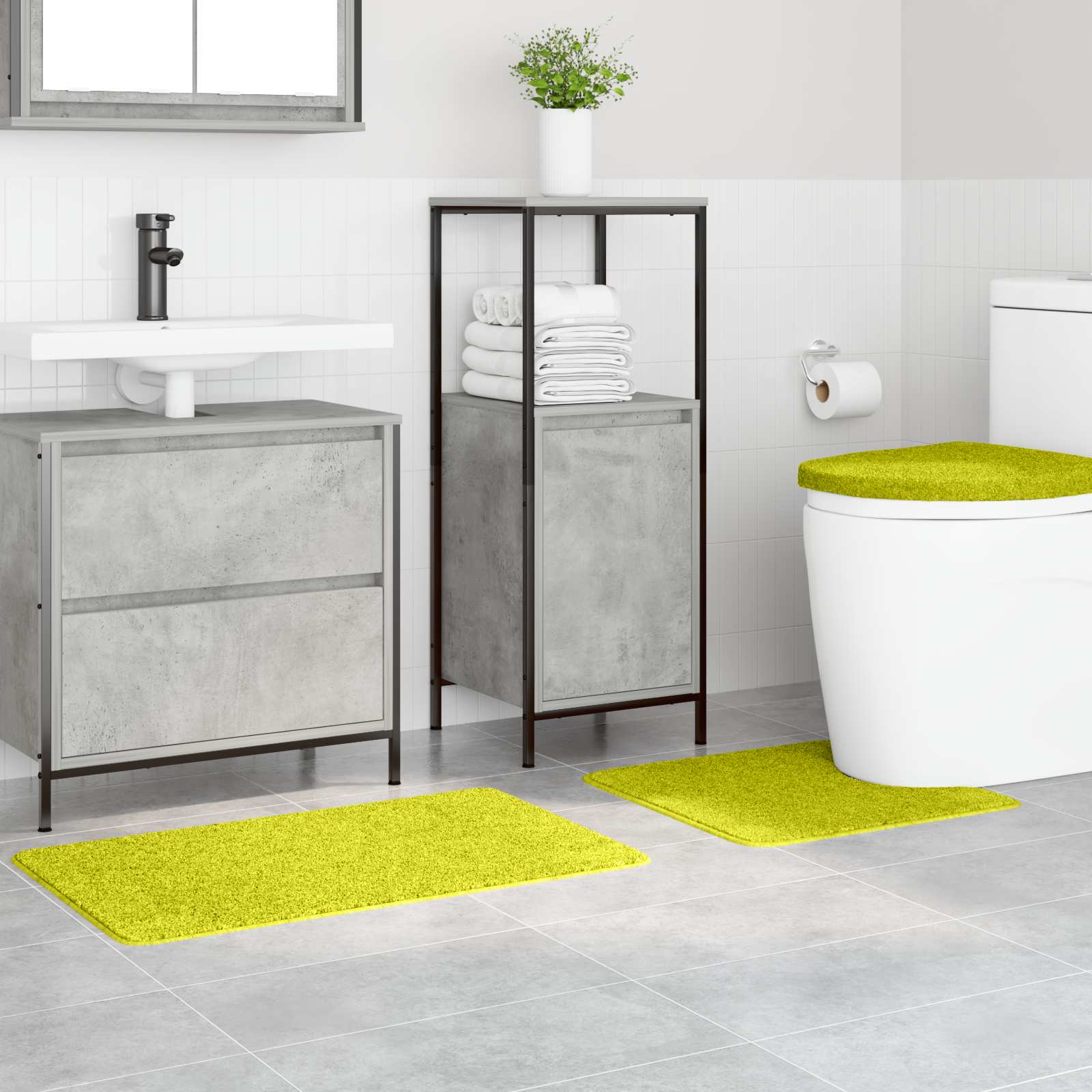 Set di tappetini antiscivolo per il bagno 3 pz Verde 50 x 80 cm