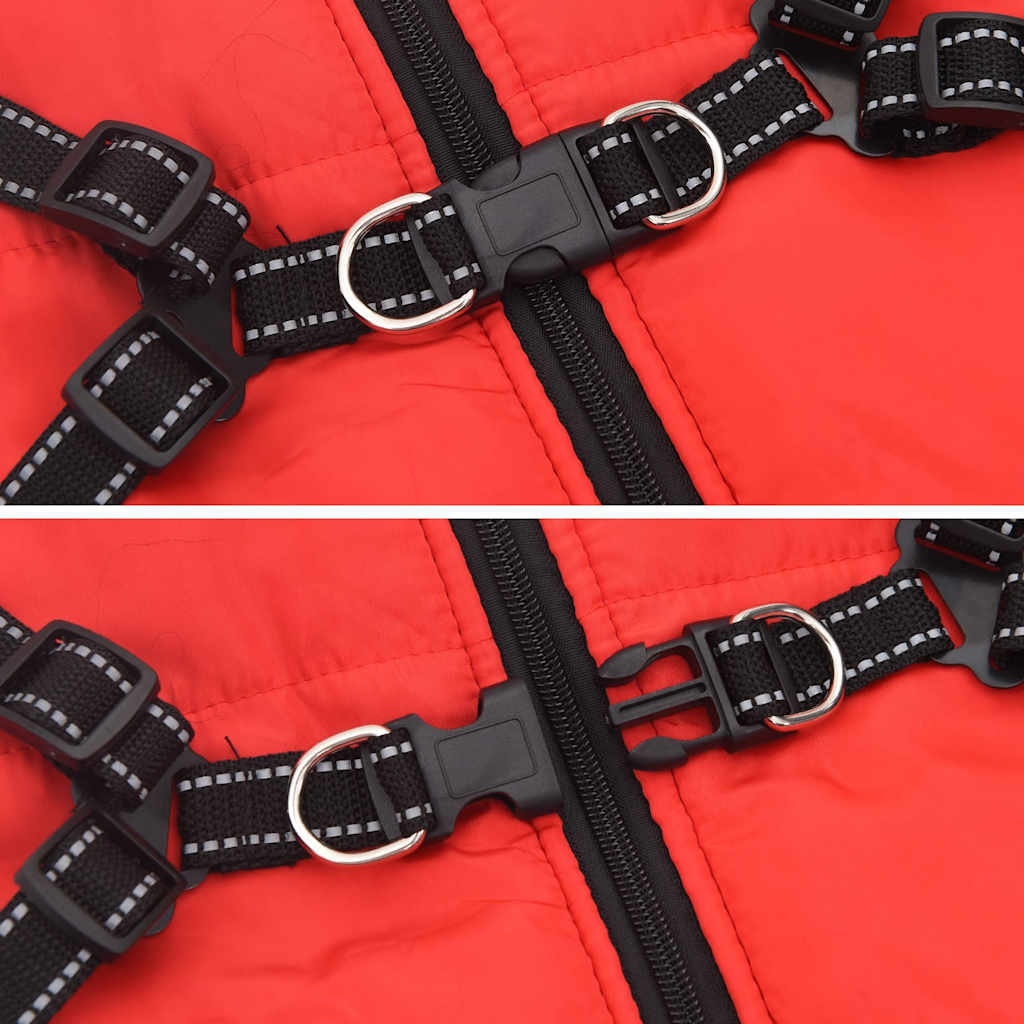 Cappotto Cani Imbracatura Impermeabile Riflettente Rosso L48