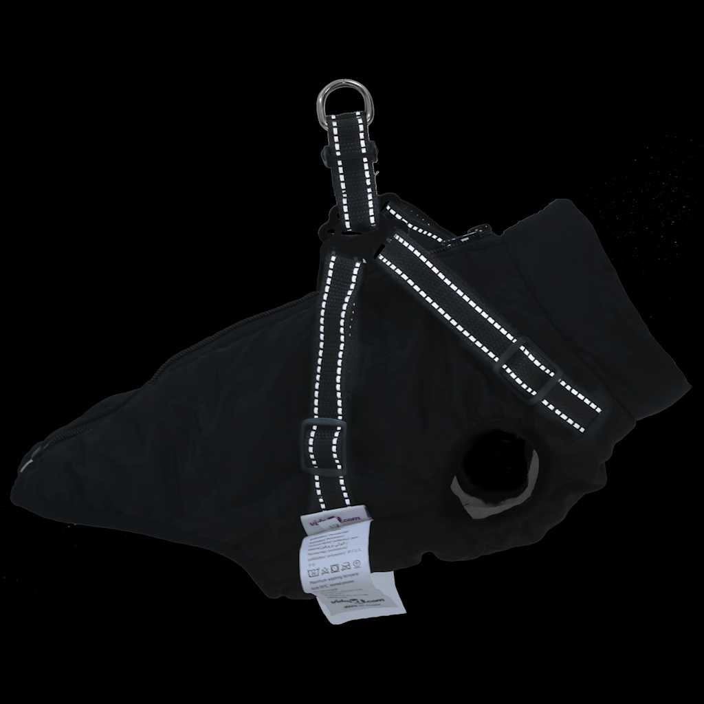 Cappotto Cani con Imbracatura Impermeabile Riflettente Nero L24