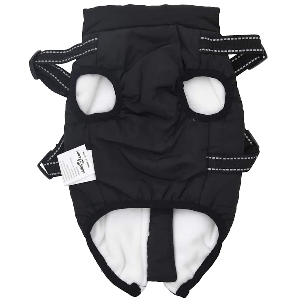 Cappotto Cani con Imbracatura Impermeabile Riflettente Nero L28