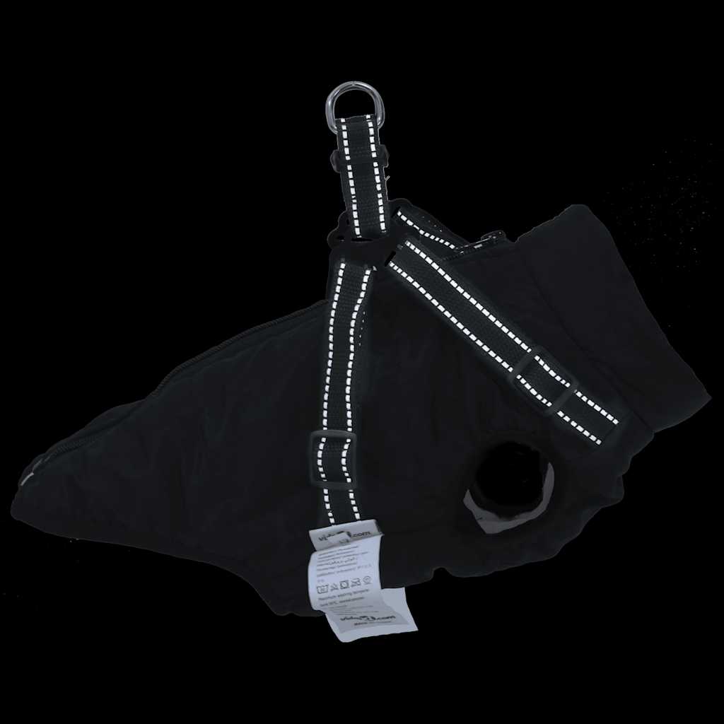 Cappotto Cani con Imbracatura Impermeabile Riflettente Nero L28