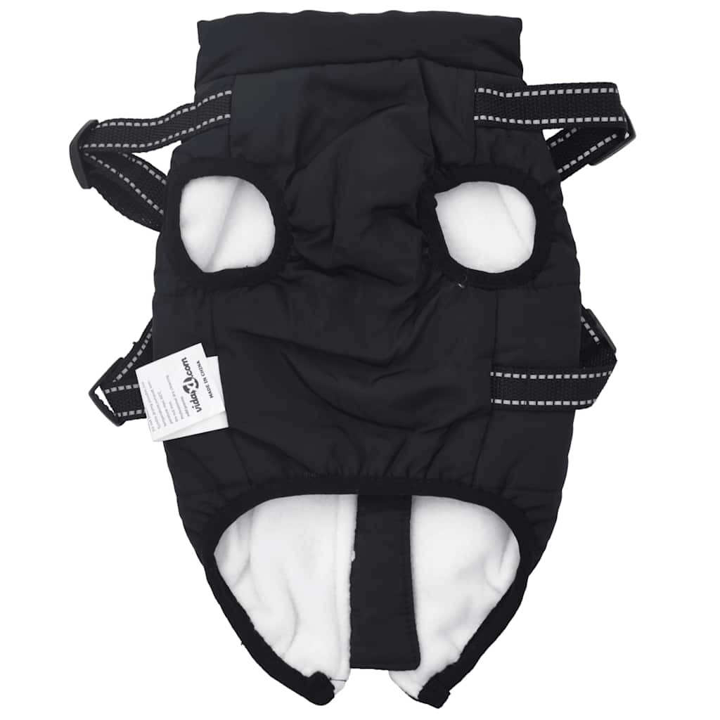 Cappotto Cani con Imbracatura Impermeabile Riflettente Nero L32