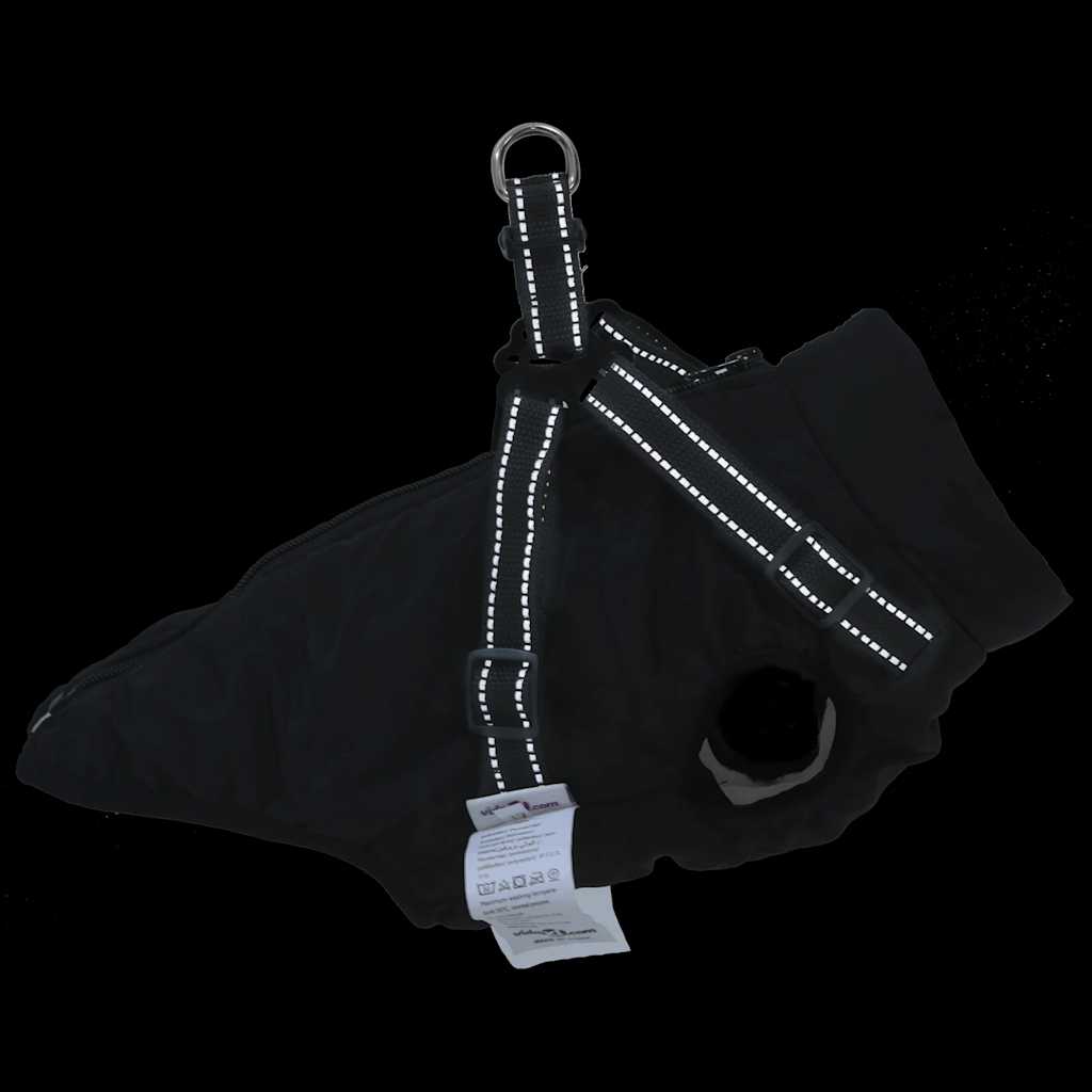 Cappotto Cani con Imbracatura Impermeabile Riflettente Nero L32