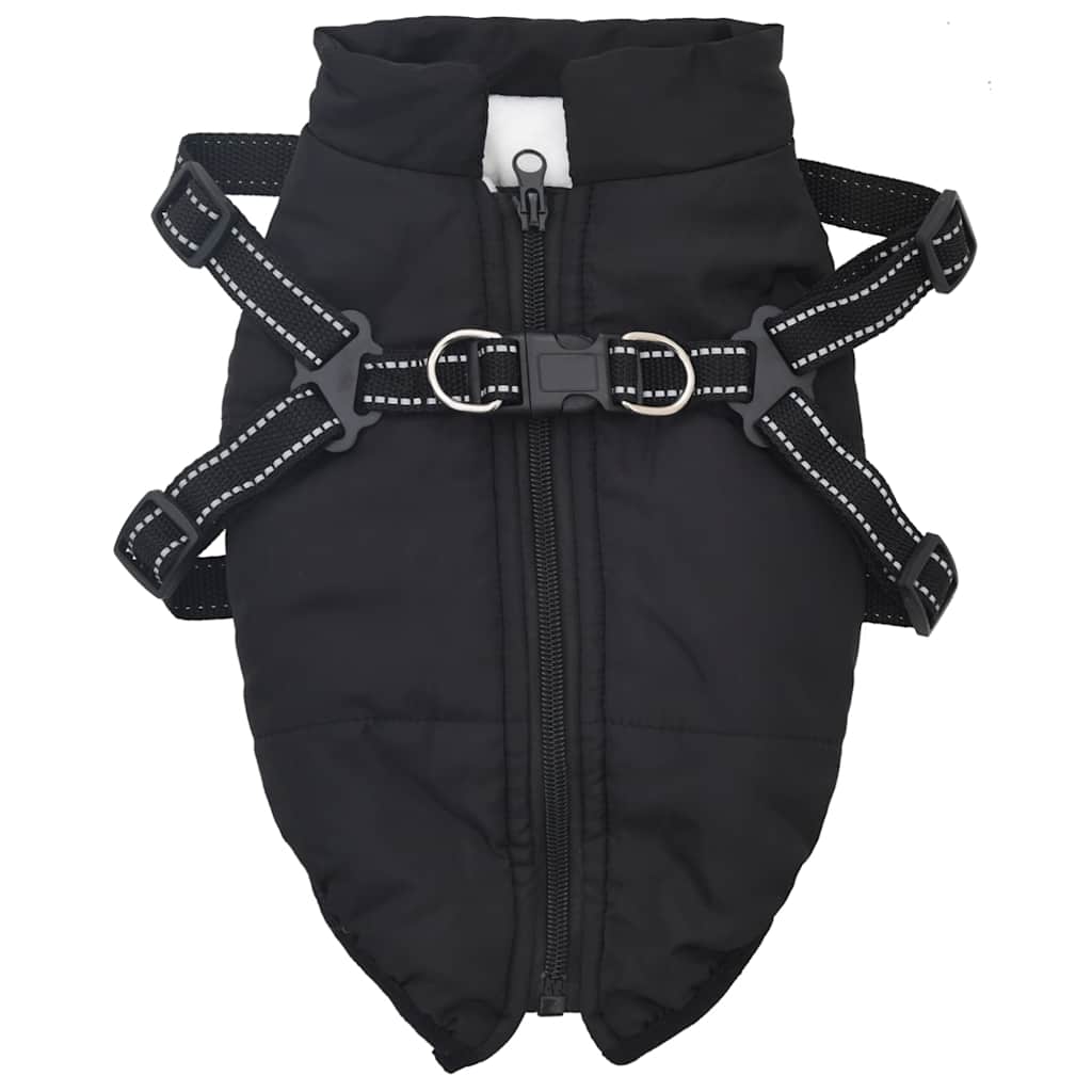 Cappotto Cani con Imbracatura Impermeabile Riflettente Nero L36