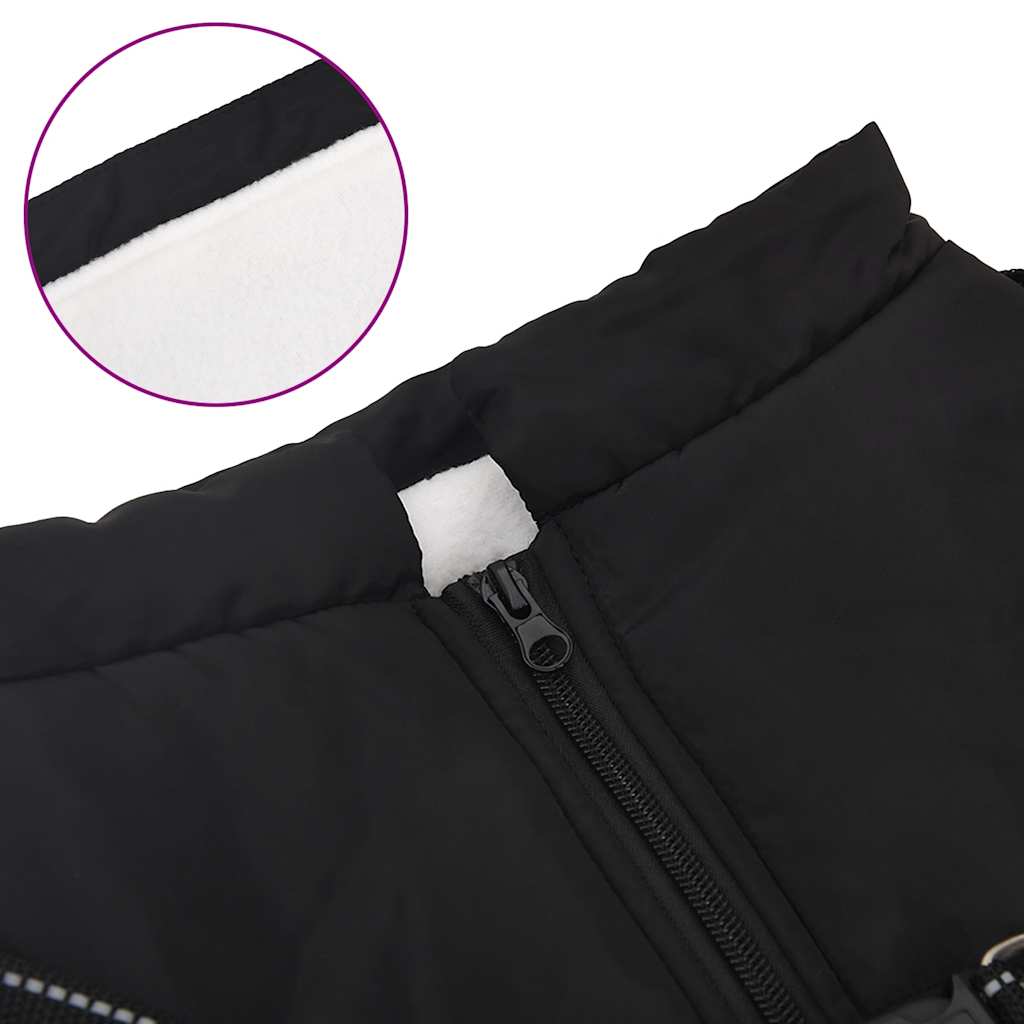 Cappotto Cani con Imbracatura Impermeabile Riflettente Nero L44