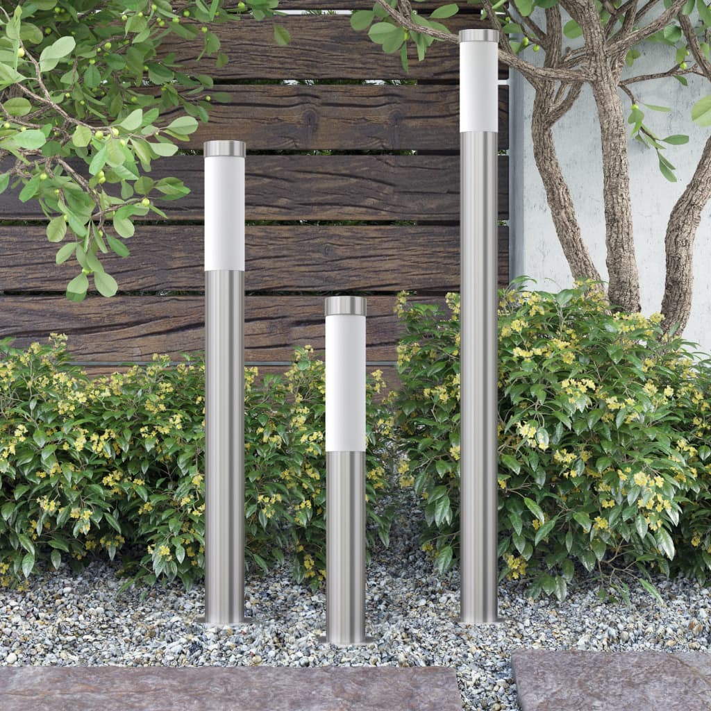 Lampioni da Giardino 3 pz Impermeabili in Acciaio Inox
