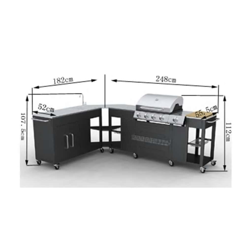 Barbecue a gas Montana, cucina portabile 4 bruciatori +1