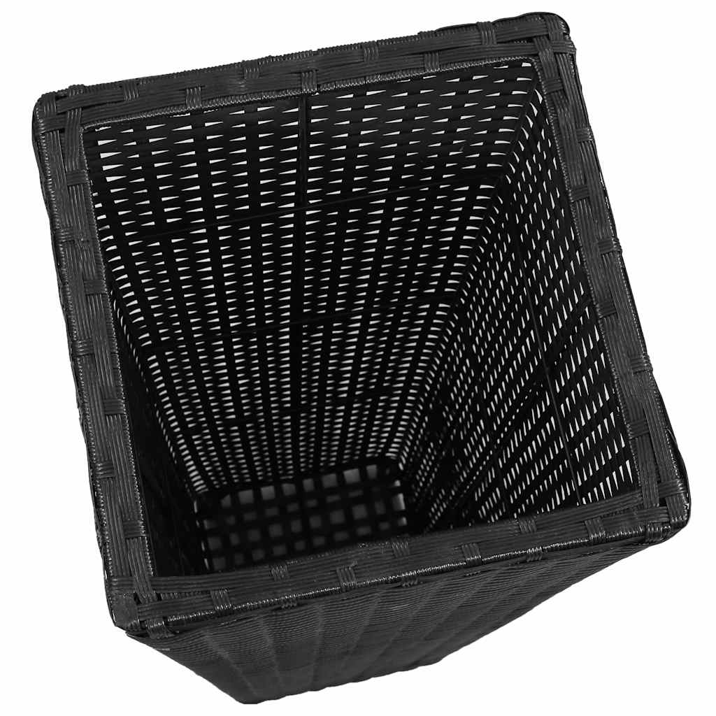 Letti Rialzati da Giardino 3 pz in Polyrattan Nero